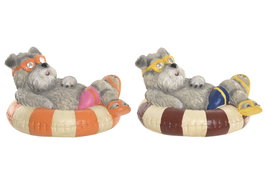 DKD Home Decor Set de 2 Figuras LED Perro Magnesia Multicolor