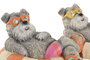 DKD Home Decor Set de 2 Figuras LED Perro Magnesia Multicolor