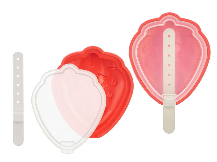 Leknes Molde Helado Fresa 100ml, Plástico Rojo, 9.6x3.5x14.3 cm (Set de 24)