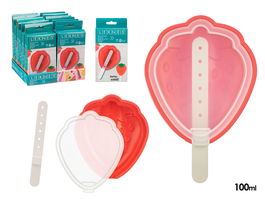 Leknes Molde Helado Fresa 100ml, Plástico Rojo, 9.6x3.5x14.3 cm (Set de 24)