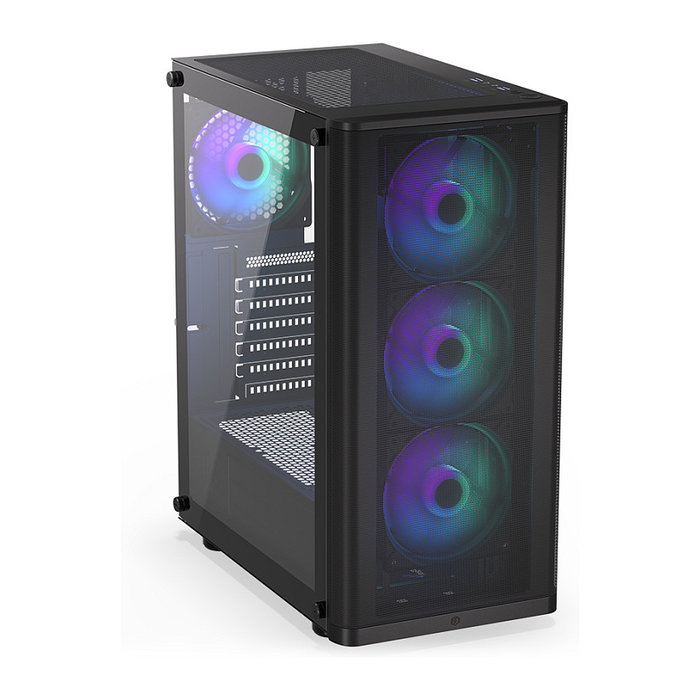 Endorfy Ventum 200 ARGB Full Tower PC Gaming Negro Cristal Templado USB 2.0
