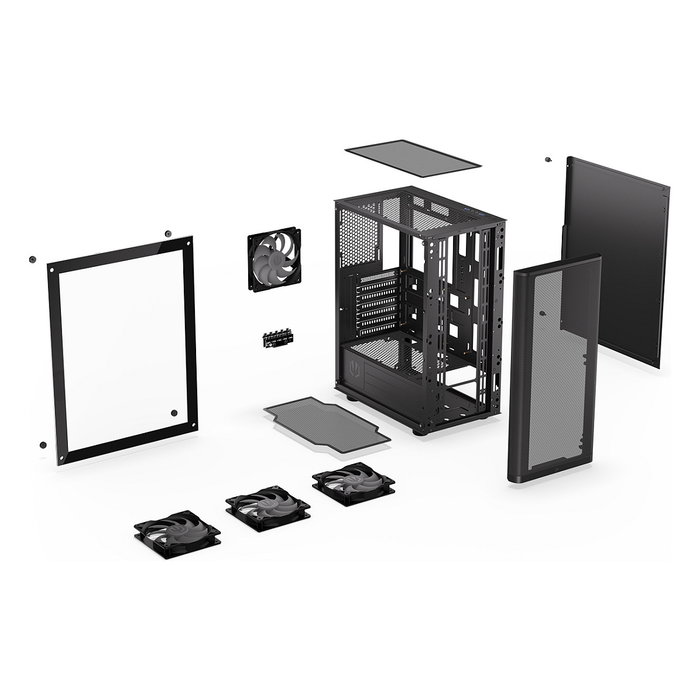 Endorfy Ventum 200 ARGB Full Tower PC Gaming Negro Cristal Templado USB 2.0
