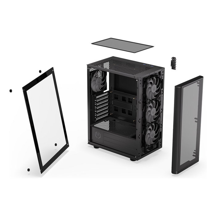 Endorfy Ventum 200 ARGB Full Tower PC Gaming Negro Cristal Templado USB 2.0