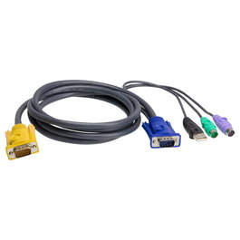 ATEN Cable KVM PS/2-USB 3 m (Modelo: 3 m) - Conexión PS/2, PS/2, VGA, Conectores Macho, Negro