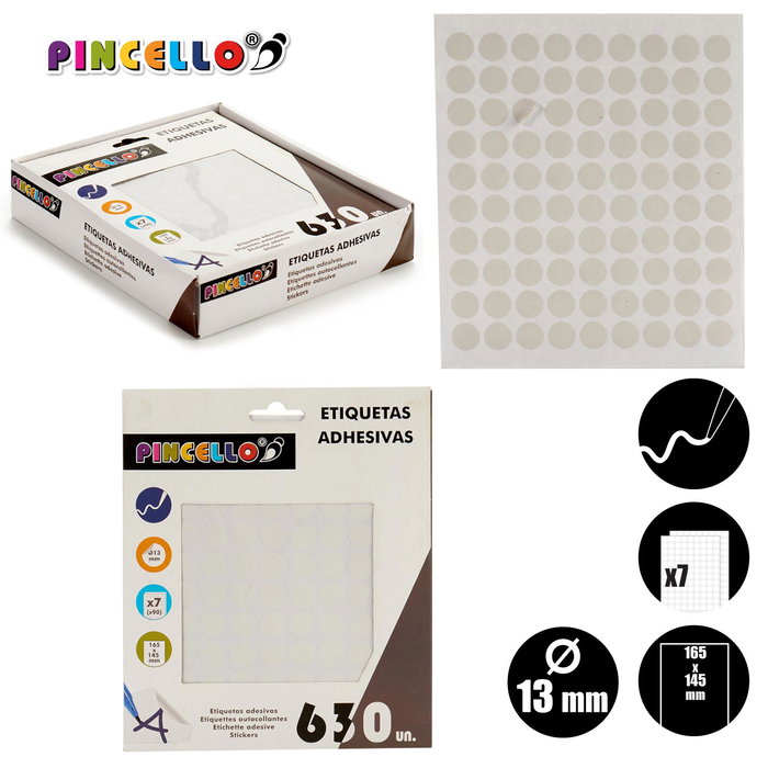 Pincello Etiquetas Adhesivas Diam 13 mm 7 Páginas (Set de 120)