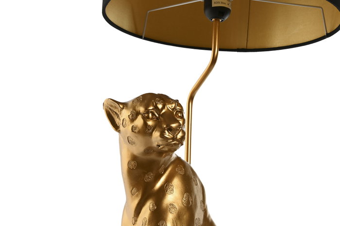 DKD Home Decor Lámpara Sobremesa Colonial Dorado Negro Leopardo 33 x 78.5 x 33 cm