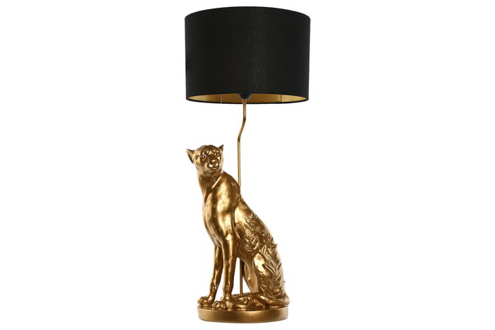 DKD Home Decor Lámpara Sobremesa Colonial Dorado Negro Leopardo 33 x 78.5 x 33 cm