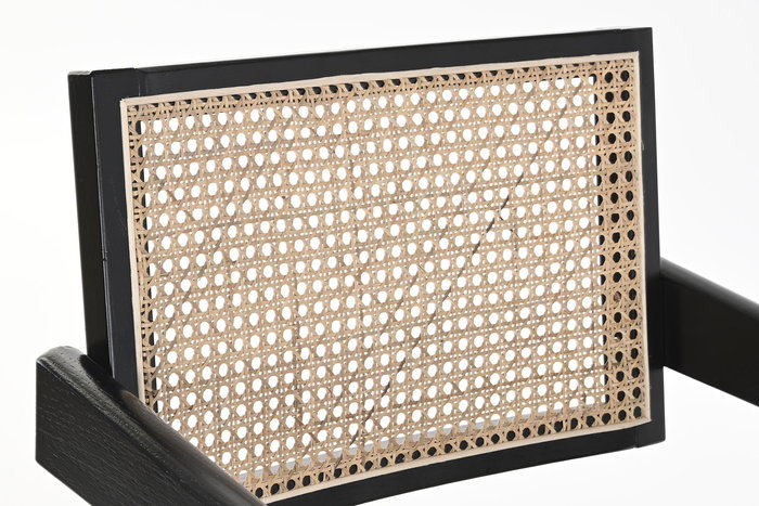 DKD Home Decor Silla Horeca Negro Natural 54 x 82 x 55 cm Olmo y Ratán (2 Unidades)