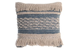 DKD Home Decor Cojin Estilo Boho 45 x 10 x 45 cm Azul Blanco