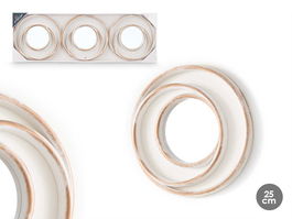 Giftdecor Set 3 Espejos Aros Blanco Dorado 76x2x26 cm Plástico y Cristal (Set de 8)