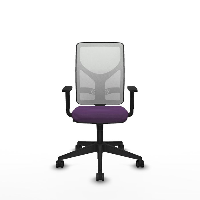 Silla de oficina Motilla con mecanismo Sincro tapizada con Tela color Morado y malla color Blanco. Equipada con lumbar 1D, Brazos 1D y Ruedas 65mm nailon Silla de oficina Motilla con mecanismo Sincro tapizada con Tela color Morado y malla color Blanco. Equipada con lumbar 1D, Brazos 1D y Ruedas 65mm nailon