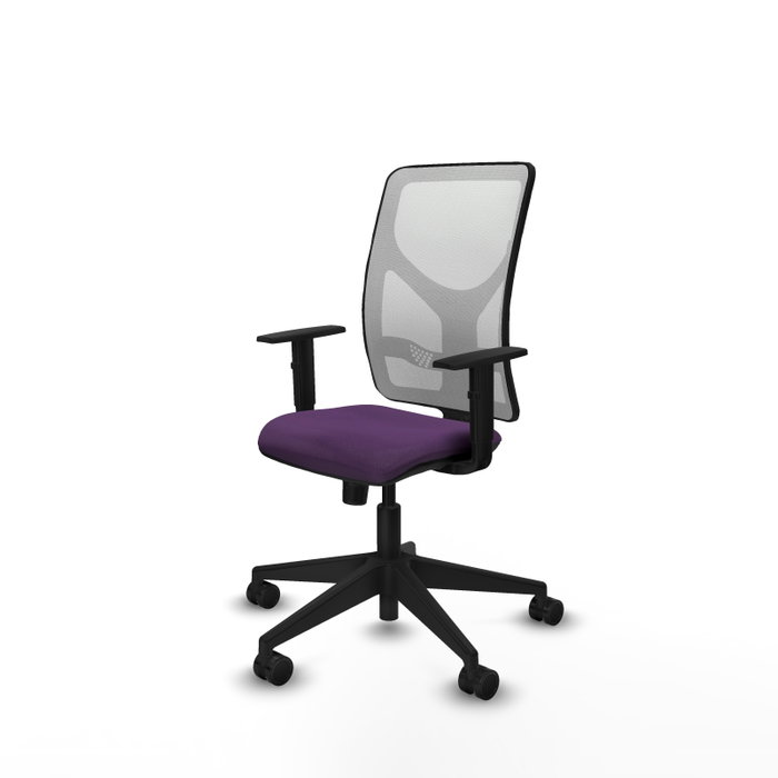Silla de oficina Motilla con mecanismo Sincro tapizada con Tela color Morado y malla color Blanco. Equipada con lumbar 1D, Brazos 1D y Ruedas 65mm nailon Silla de oficina Motilla con mecanismo Sincro tapizada con Tela color Morado y malla color Blanco. Equipada con lumbar 1D, Brazos 1D y Ruedas 65mm nailon