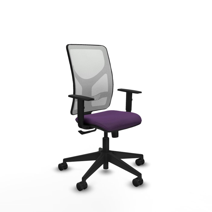 Silla de oficina Motilla con mecanismo Sincro tapizada con Tela color Morado y malla color Blanco. Equipada con lumbar 1D, Brazos 1D y Ruedas 65mm nailon Silla de oficina Motilla con mecanismo Sincro tapizada con Tela color Morado y malla color Blanco. Equipada con lumbar 1D, Brazos 1D y Ruedas 65mm nailon