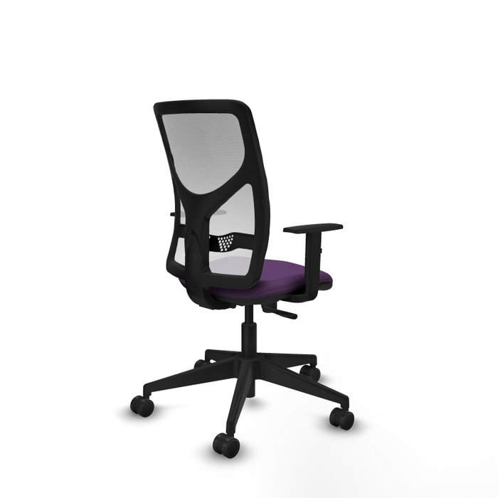 Silla de oficina Motilla con mecanismo Sincro tapizada con Tela color Morado y malla color Blanco. Equipada con lumbar 1D, Brazos 1D y Ruedas 65mm nailon Silla de oficina Motilla con mecanismo Sincro tapizada con Tela color Morado y malla color Blanco. Equipada con lumbar 1D, Brazos 1D y Ruedas 65mm nailon