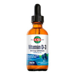 KAL Vitamina D3 Gotas 53ml con Semilla de Chia y Arándano Azul, Apoyo Óseo e Inmunológico