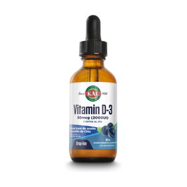 Kal Vitamina D3 2000 UI 53 ml Gotas con Aceite de Semilla de Chía y Arándanos Azules