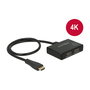 DeLOCK 87700 HDMI Splitter 1 Entrada a 2 Salidas 4K 3840 x 2160, Cable 0.6 m, Negro