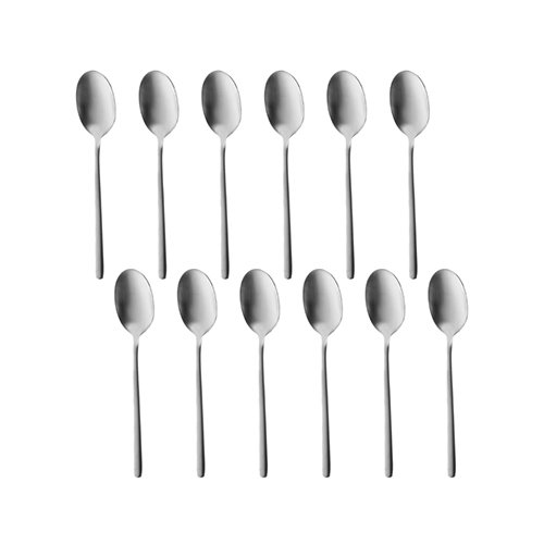 Summa Cuchara Moca 110 mm - Cuchara para Café en Acero Inoxidable 18/10, Acabado Satinado, Color Plata (Set de 12)