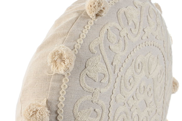 DKD Home Decor Cojin Romantico Crudo Algodon Bordado 45 x 10 x 45 cm (2 Unidades)