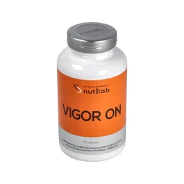 NUTILAB Vigor-On 90 Cápsulas - Complemento Alimenticio con Aminoácidos, Ginseng, Guaraná y Vitaminas