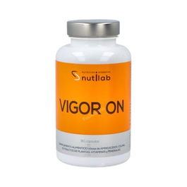 NUTILAB Vigor-On 90 Cápsulas - Complemento Alimenticio con Aminoácidos, Ginseng, Guaraná y Vitaminas