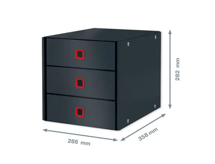 Leitz Click&Store Fichero de Sobremesa con 3 Cajones, Gris, 83x358x443 mm