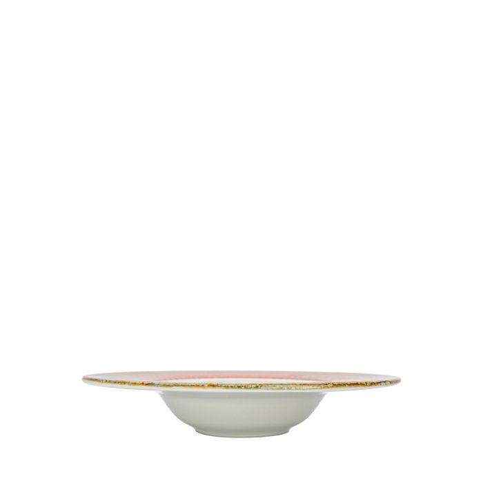 Summa Magma Set de 6 platos hondos de porcelana blanca decorada de 28 cm