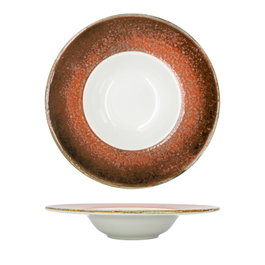 Summa Magma Set de 6 platos hondos de porcelana blanca decorada de 28 cm