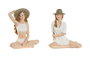 DKD Home Decor Figura de Resina Chica con Sombrero, Surtido de 2 Unidades