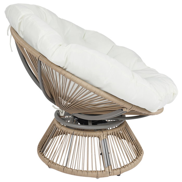 Home Deco Factory Butaca Giratoria Cancún Blanca Acolchada Cómoda para Jardín o Terraza 96x86x77 cm Home Deco Factory Butaca Giratoria Cancún Blanca Acolchada Cómoda para Jardín o Terraza 96x86x77 cm