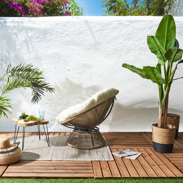 Home Deco Factory Butaca Giratoria Cancún Blanca Acolchada Cómoda para Jardín o Terraza 96x86x77 cm Home Deco Factory Butaca Giratoria Cancún Blanca Acolchada Cómoda para Jardín o Terraza 96x86x77 cm