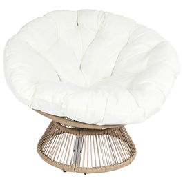 Home Deco Factory Butaca Giratoria Cancún Blanca Acolchada Cómoda para Jardín o Terraza 96x86x77 cm