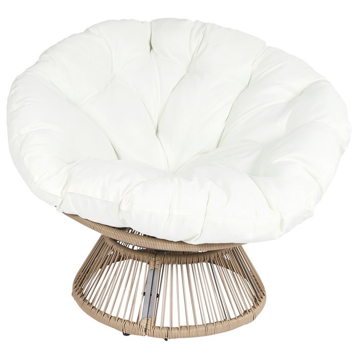 Home Deco Factory Butaca Giratoria Cancún Blanca Acolchada Cómoda para Jardín o Terraza 96x86x77 cm Home Deco Factory Butaca Giratoria Cancún Blanca Acolchada Cómoda para Jardín o Terraza 96x86x77 cm