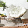Home Deco Factory Butaca Giratoria Cancún Blanca Acolchada Cómoda para Jardín o Terraza 96x86x77 cm