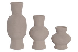 DKD Home Decor Set de 3 Jarrones de Gres Rugoso Marrón Claro