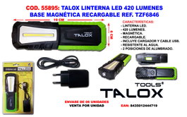 TALOX Linterna LED 420 Lúmenes con Base Magnética Recargable TZF6846