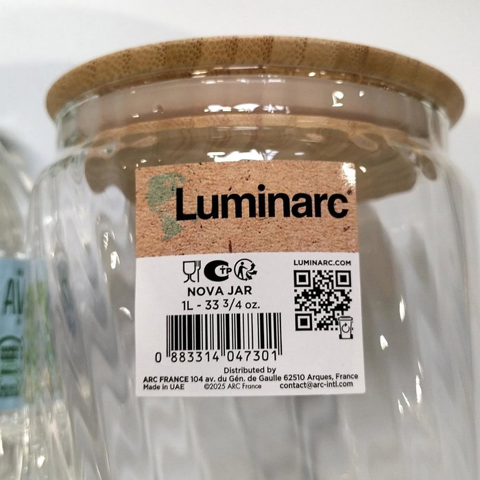 Luminarc Tarro NOVA JAR de 1L con tapa de bambú