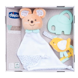 Chicco Set Regalo Nacimiento 00011823000000 - Ratoncito, chupete pollito y mordedor elefante para bebés +0 meses
