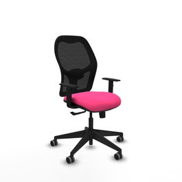 PIQUERAS Y CRESPO Alocén Silla de Oficina con Mecanismo Sincro, Malla Negra y Asiento Rosa