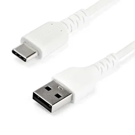 StarTech Cable USB 2.0 Tipo A a USB-C de 1 metro (RUSB2AC1MW), 480 Mbit/s, reforzado con fibra de aramida para máxima durabilidad, Color Blanco