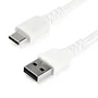 StarTech Cable USB 2.0 Tipo A a USB-C de 1 metro (RUSB2AC1MW), 480 Mbit/s, reforzado con fibra de aramida para máxima durabilidad, Color Blanco