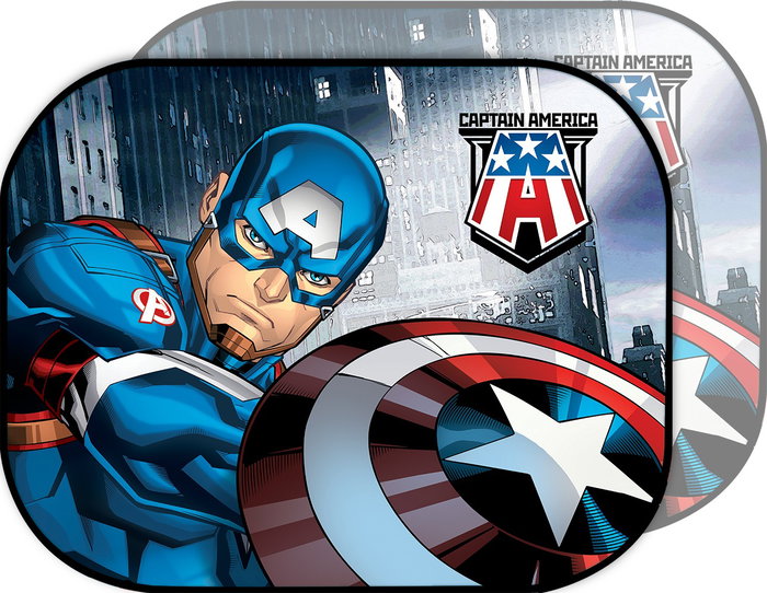 Marvel CZ10244 Cortinas Laterales para Coche Capitán América 44x35 cm 2 Unidades Protección UV