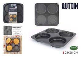 Quttin Molde para Pan de Hamburguesa Perforado 28 x 28 cm (12 Unidades)