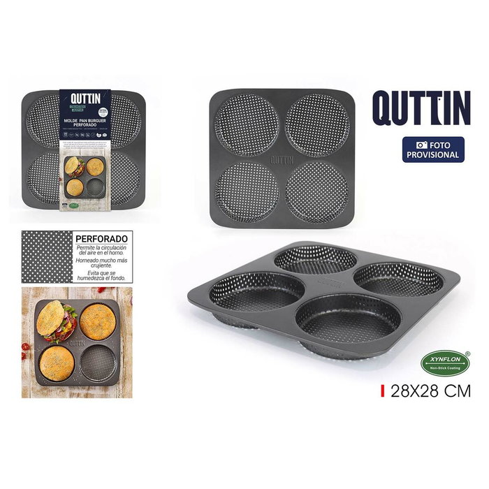 Quttin Molde 4 Pan Burguer Perforado 28x28x2.5cm