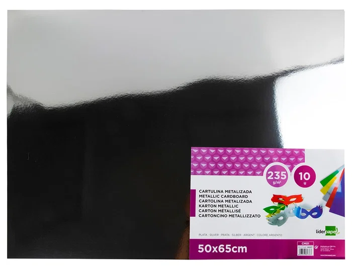 Liderpapel Cartulina 50x65 cm 235g/m2 Metalizada Plata