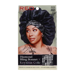 Red Kiss Diamond Bling Gorro de Cabello Negro-Zebra