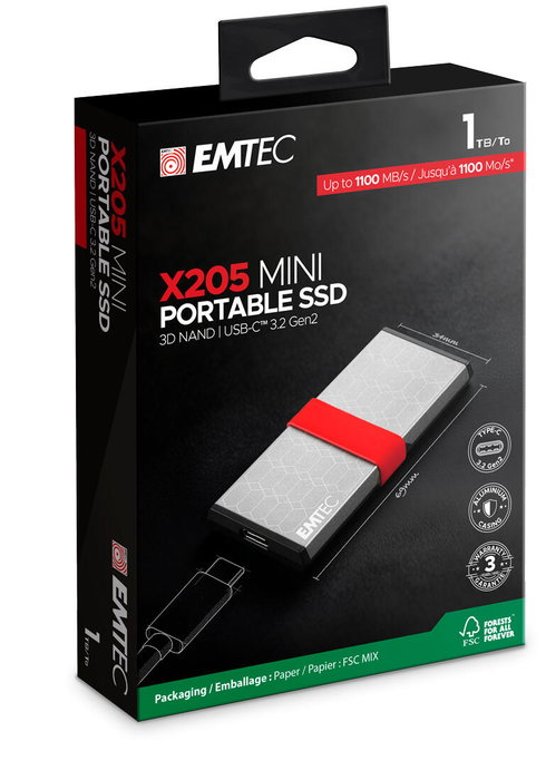 Emtec External SSD X205 1TB Silver XL