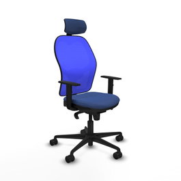 PIQUERAS Y CRESPO Silla de oficina Jorquera con mecanismo Sincro, Tela Azul marino y Malla Azul