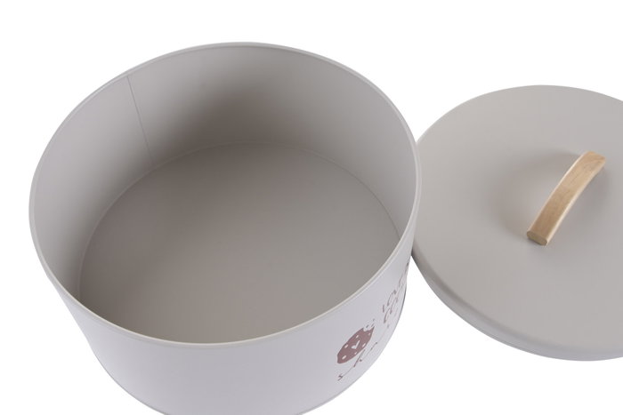 DKD Home Decor Caja de Metal y Madera de Hevea para Galletas Beige y Rojo DKD Home Decor Caja de Metal y Madera de Hevea para Galletas Beige y Rojo