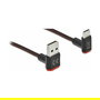 DeLOCK Cable USB 2.0 Tipo-A a USB-C, Conectores Angulares Arriba/Abajo, Negro, 2 m, Ref. EASY-USB